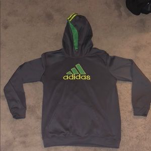 Adidas Grey and Lime Hoodie